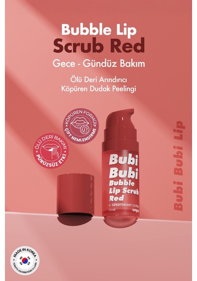 Unpa Ölü Derileri Arındıran Köpüren Dudak Peelingi UNPA Bubi Bubi Lip Scrub Red