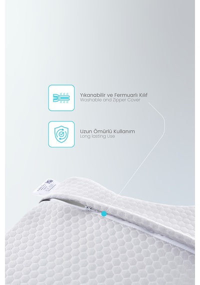 Ergonomik Visco Memory Foam Boyun Destek Yastığı 62x42 Cm Çift Yükseklikli Premium Uyku Yastığı Açık Gri