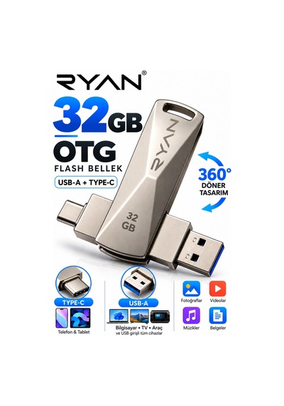32 Gb Otg Flash Bellek Type C Otg Flash Usb Data Bellek Pratik Araç Okul Eşyası Bağlantı Diski