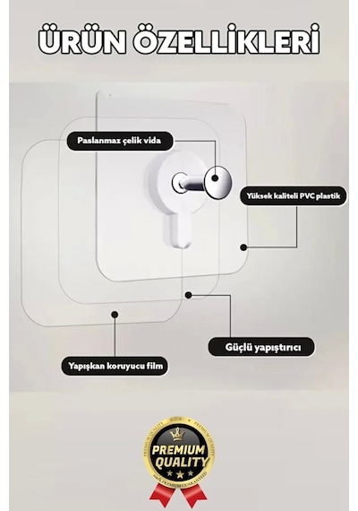 Süper Sağlam İz Bırakmaz Çerçeve Tablo Banyo Mutfak Ultra Güçlü Yapışkanlı Çivisiz Askı 3 Adet Çok Renkli