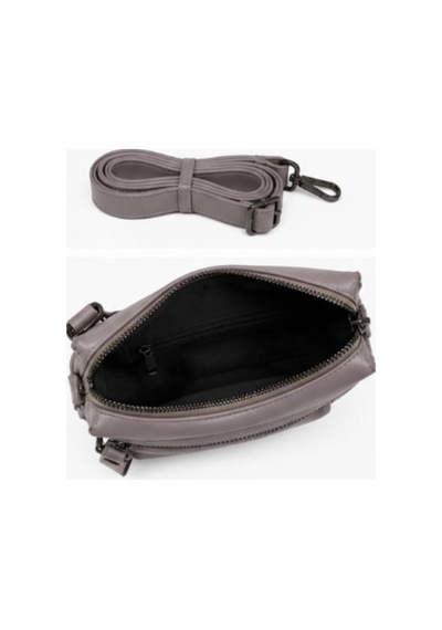 Levano Leather Kadın Hakiki Deri Siyah Omuz Çantası Fermuarlı Çok Bölmeli Günlük Deri Çanta Gri