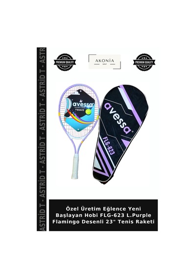 Özel Üretim Eğlence Yeni Başlayan Hobi Flg-623 L.purple Flamingo Desenli 23" Tenis Raketi