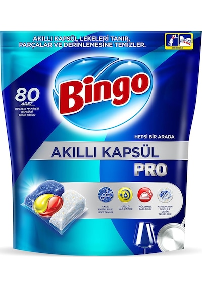 Bingo Akıllı Kapsül Pro Bulaşık Makinesi Deterjanı Tablet 80 Adet
