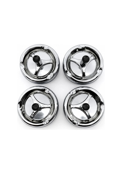 12 Adet Ashtray Yuvarlak - Basmalı Metal Küllük 5468 Çok Renkli