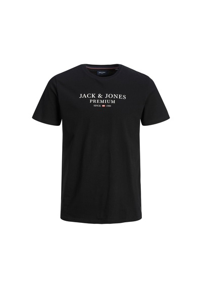Jack & Jones Erkek Bisiklet Yaka Logo Baskili Tisört - Bluarchie 12217167 Black Sarı