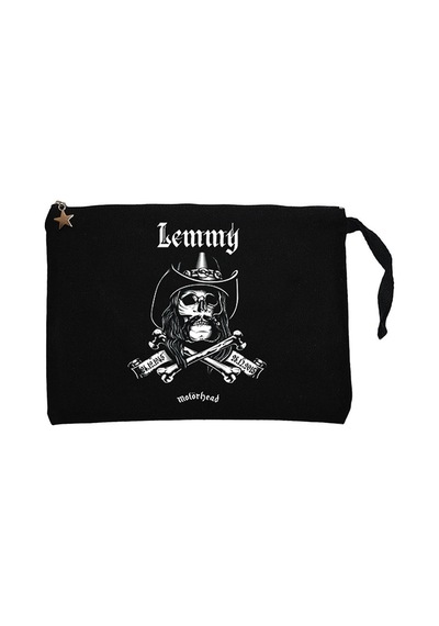 Motörhead Lemmy Kilmister Skull Siyah Clutch Cüzdan / El Çantası Siyah