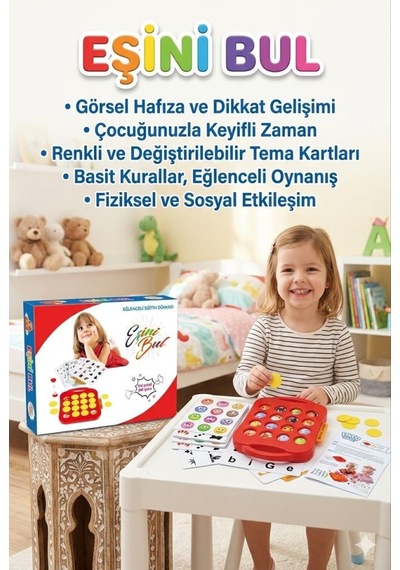 Eşini Bul Hafıza Ve Dikkat Geliştirici Eğitici Zeka Oyunu
