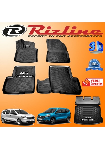 Dacia Lodgy 3D Paspas + Bagaj Havuzu 2013-2020 Arası Set Rizline N11.6378