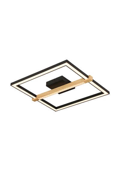 April Siyah 58 Watt Plafonyer Kare Ahşap Desenli Modern Salon Led Avize