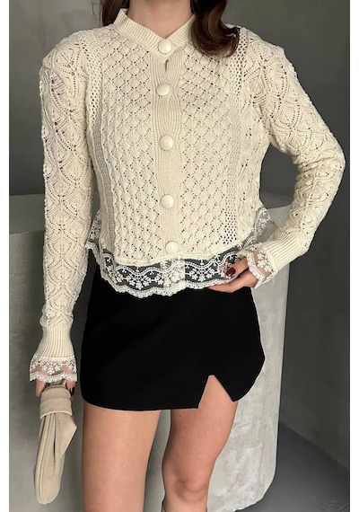 Belin Boutique Dantel Detaylı Hırka Standart