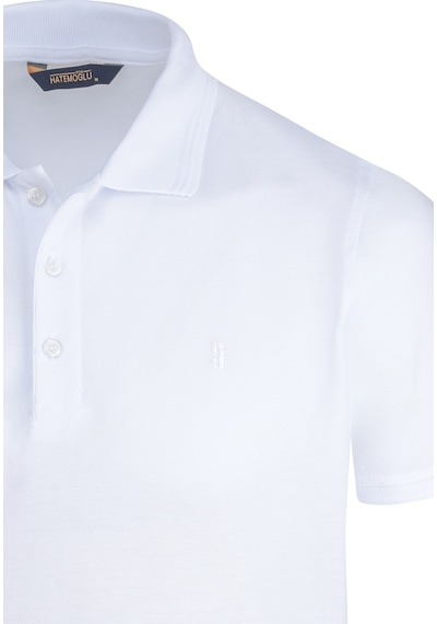 Hatemoğlu Beyaz Regular Fit 100% Pamuk Polo Yaka Tişört