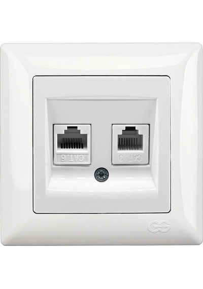 Günsan Visage Beyaz Data + Nümeris Telefon Prizi (RJ45 Cat6 + Cat3)