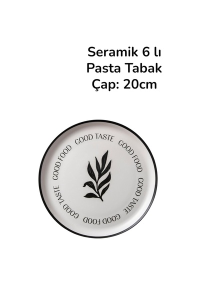 6'lı Seramik Servis, Pasta Tabak Good Food Çok Renkli