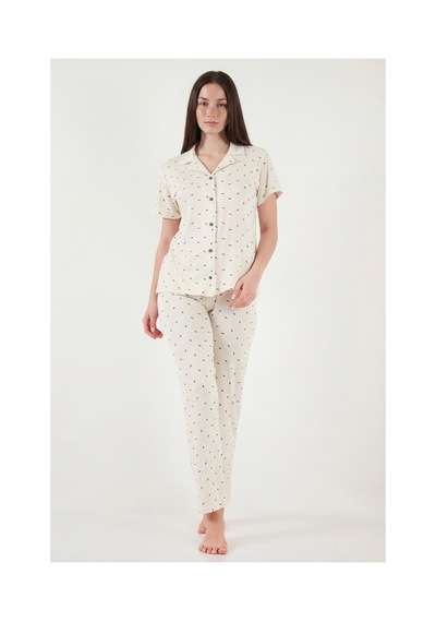 Lela Bayan Pijama Takımı 65750101y Ekru-yeşil