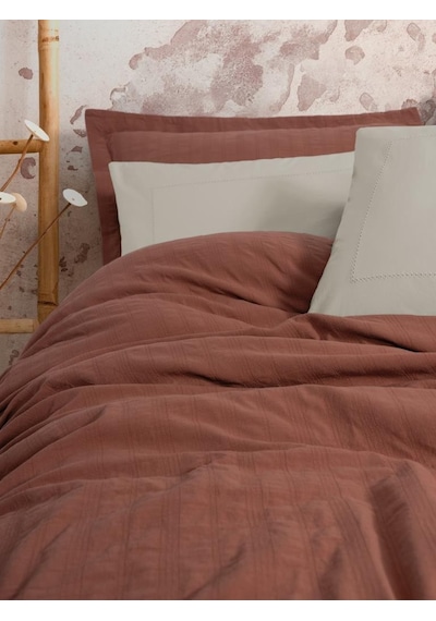 Cotton Box Çift Kişilik Yatak Örtülü Pike Takımı Natura Vilo Kiremit Çok Renkli
