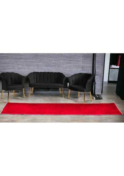 Garden House Siyah Kumaş Metal Gold Ayaklı Papatya Çay Seti Koltuk Takımı Bekleme- Ofis Koltuk Takımı Siyah Garden House Siyah Kumaş Metal Gold Ayaklı Papatya Çay Seti Koltuk Takımı Bekleme- Ofis Koltuk Takımı Siyah
