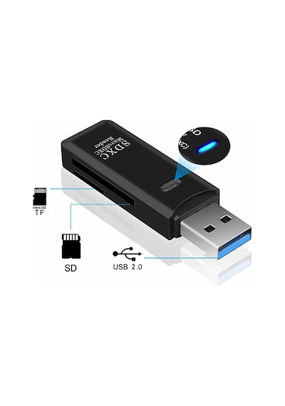 2in1 Usb 3.0 Micro Sd Hafıza Kartı - Tf Kart Okuyucu Hub Adaptör