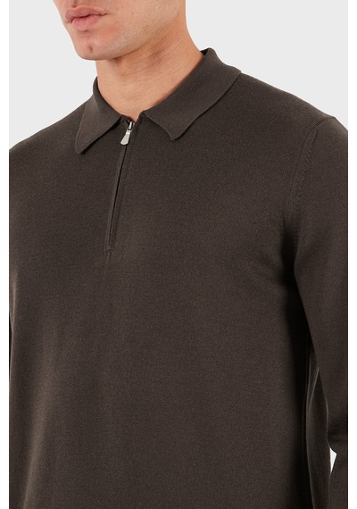 Gran Sasso Erkek Polo Yaka Kazak 55125 14290 177 Kahve Kahve