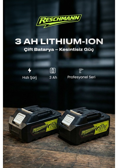 Reschmann R-9017 Akülü Vidalama Çelik Mandren 24 Parça Setli Çift Batarya Şarjlı Matkap