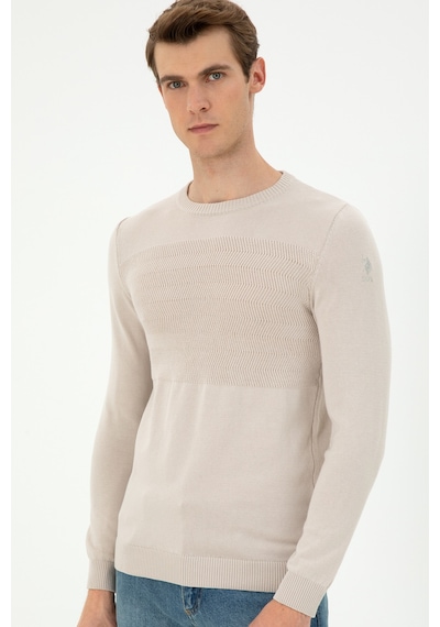 U.S. Polo Assn. Erkek Slim Fit Bisiklet Yaka Taş Kazak 50292876-VR049