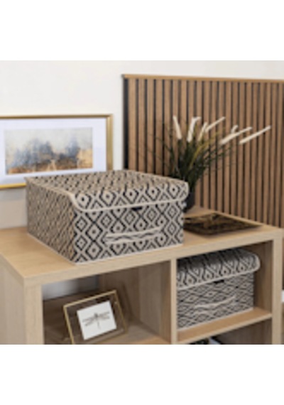 Bohe Çok Amaçlı Kapaklı Kutu Mini Raf Düzenleyici 30x30x23 Kahve