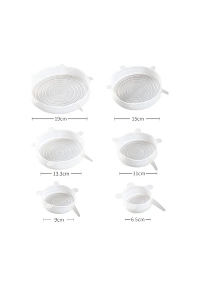 Mucit Home Silikon Kapak 6 Adet Esnek Silikon Kapak 6 Boy Tekrar Kullanılabilir Streç Kapak Şefaf