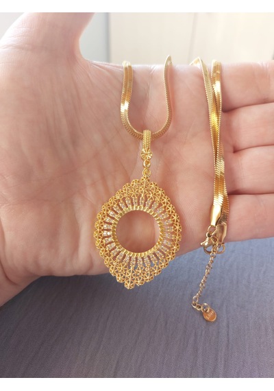 Çeyrek Gram Uyumlu Çelik 50cm Kolye 22ayar Altın Kaplama