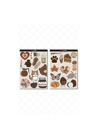 Brown Aesthetic Temalı Sticker Etiket Seti - Laptop Notebook Telefon Diğer