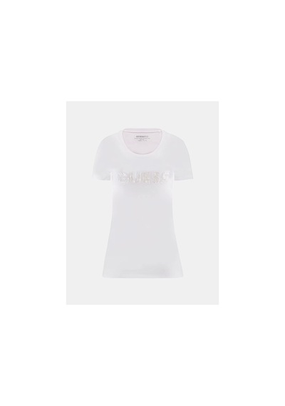 Guess Kadın Beyaz Slim Fit Logolu T-shirt Beyaz