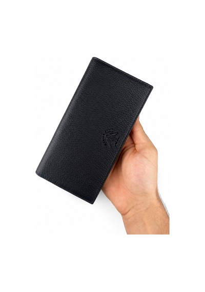 Alphaclub Bag Erkek Hakiki Deri Siyah Telefon Bölmeli Uzun Cüzdan Ve Kartlık Model 2729