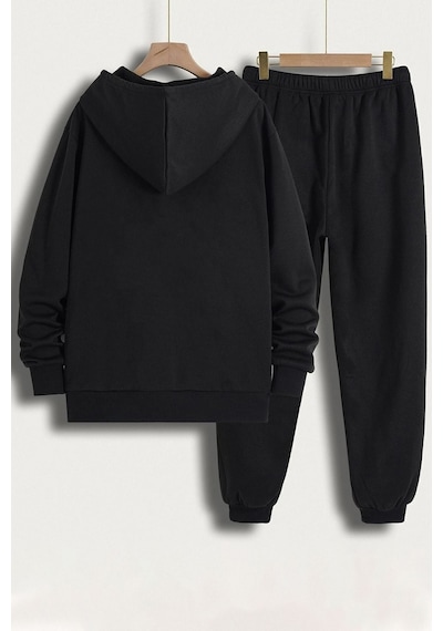 Uyguntarz Unisex Chiago Baskılı Eşofman Takımı Siyah