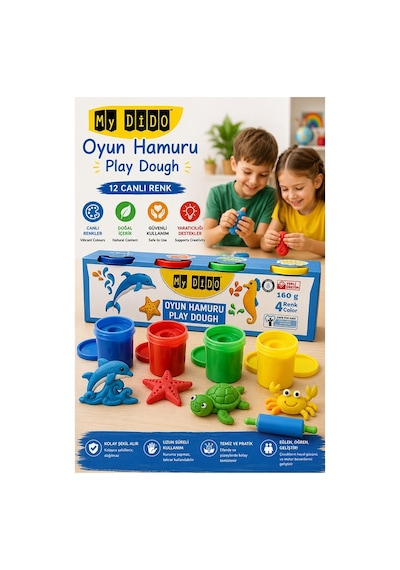 Oyun Hamuru 4 Renk 160gr 1 Paket Mydido Mini 4 Lü Oyun Hamuru Kurumaya Karşı Dirençli Okul Öncesi Kreş Yumuşak Dokulu Çok Renkli