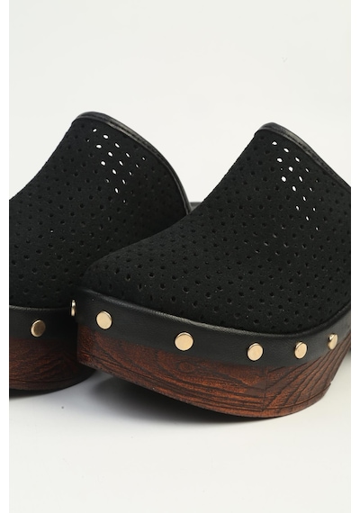 Pierre Cardin Kadın Siyah Platform Taban Sabo Terlik