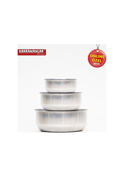 Kahramanlar Chef Box 3 Lü Çelik Saklama Kabı 6 Parça Gri