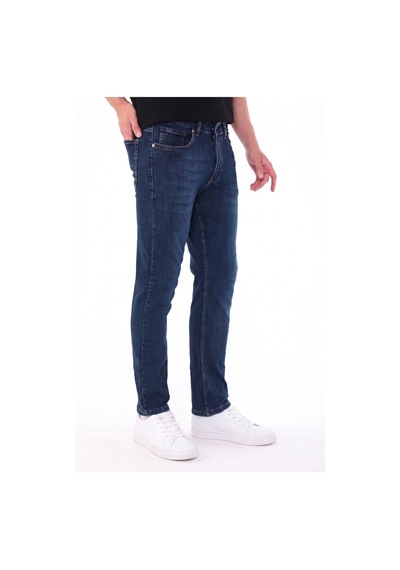 Blayn Jeans Erkek Mavi Diz İzi Yapmayan Pamuklu Esnek Denim Jean Kot Pantolon Regular Kalıp Kobalt