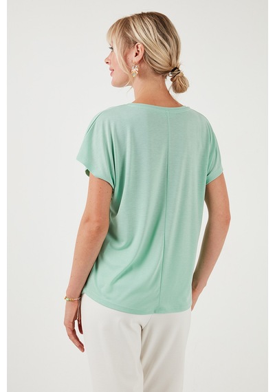 Lela Baskılı Bisiklet Yaka Regular Fit Bayan T Shirt 6671002 Mint