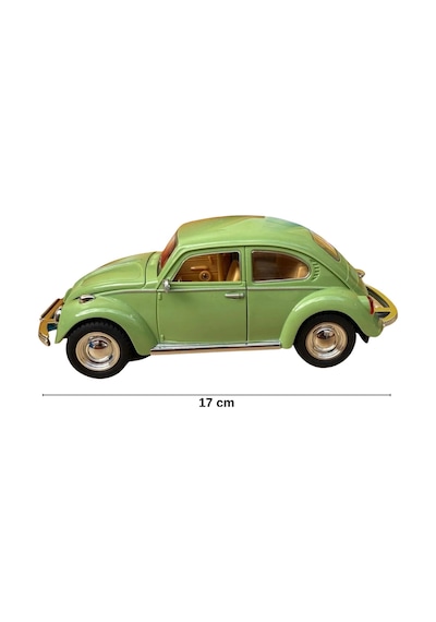 Nostaljik Vosvos Oyuncak Araba - 17cm Büyük Boy - Sesli Işıklı Ve Sürtmeli - Yeşil Model Araba Çok Renkli