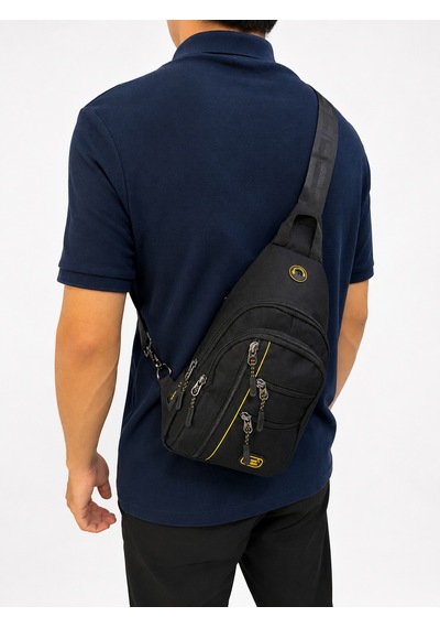 Seventeen Unisex Orta Boy Çok Gözlü Çapraz Askılı Body Bag Siyah-sarı