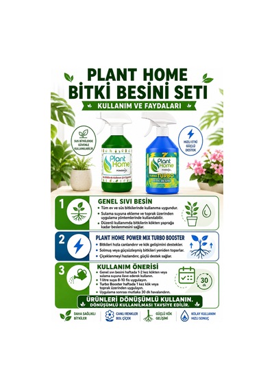 Bitki Besini Seti Genel Sıvı Besin Ve Turbo Booster 2 X 500 Ml 1 L