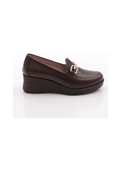 Dgn 1041 Kadin Kalin Taban Comfort Ayakkabi Kahve Yılan