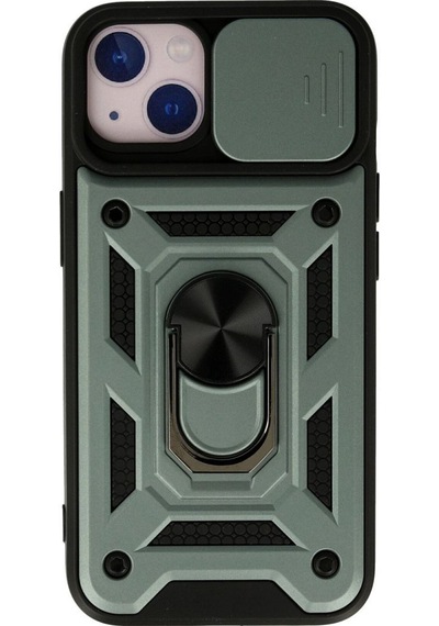 Apple İphone 13 Kılıf Pars Lens Yüzüklü Silikon - Yeşil