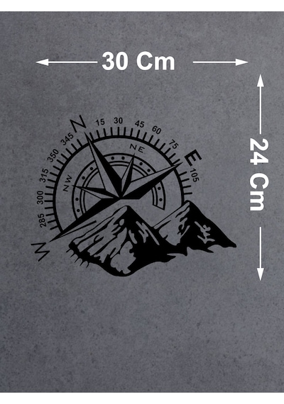 Pusula Ve Dağ Sticker, Off Road Kamp Adventure Kamp Sticker, Araba Oto Karavan Pickup Sticker 02522 30x24 Cm