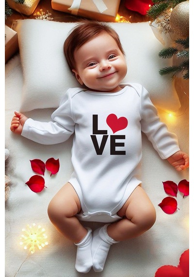 Lilabio Sevgililer Günü Temalı Bebek Body Ekru