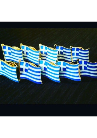 Yunanistan Greece Bayrak Rozeti - Altın Kaplama Ufak Yaka Rozeti Çok Renkli
