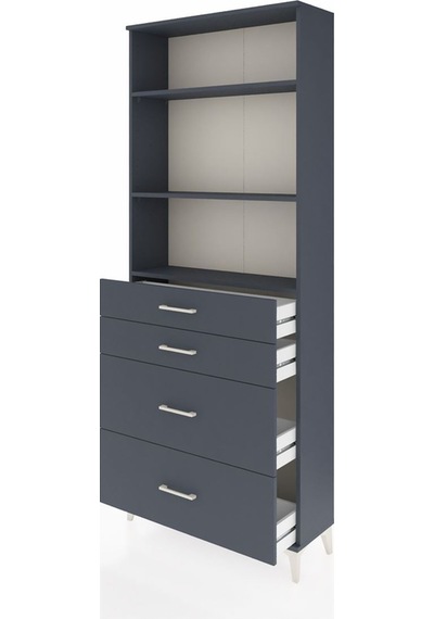 Arges Dolap 3 Raflı 4 Çekmeceli 88x30x221 Antrasit-antrasit Antrasit