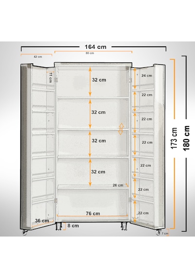 Pasific Home Guzzo Tekerlekli Kiler Çok Amaçlı Erzak Dolabı 80 cm Parlak Beyaz