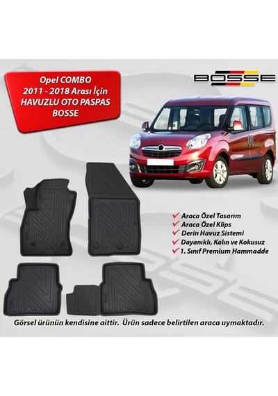 Opel Combo Paspas 3D Havuzlu 2012 2018 Bosse Paspas