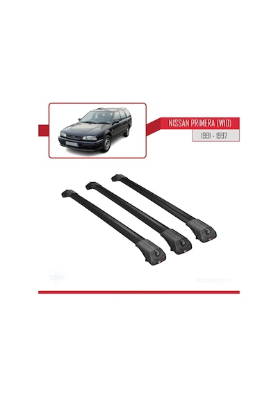 Nissan Primera W10 1991-1997 Arası İle Uyumlu Ace-1 Ara Atkı Tavan Barı Siyah 3 Adet Bar