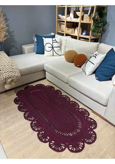 Mavaux Matrix Jüt Kilim, Paspas, Mutfak Halısı, Banyo Paspası, Kilim, Halı, Oturma Odası Halısı Mürdüm