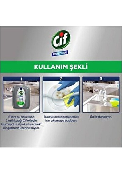 Profesyonel Elde Bulaşık Deterjanı Zorlu Yağ Lekelerine Karşı Etkili 5 L 2 Adet